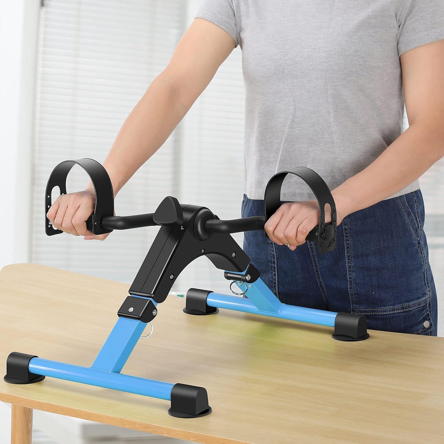 MOMODA Under Desk Pedal Exerciser Mini Bike for Leg/Arm - Foldable Peddler with LCD Display for Home/Office