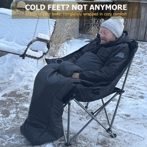 Heavy Duty Oversized Fully Padded Camping Chair with Foot Pocket, Comfortable Sports Chair for Adults, Outdoor Winter, Ice Fishing, Hunting, RV, Insert Hand Warmer for A DIY Warm Heated Chair, 400 LBS