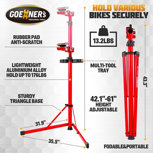 Keoslpy Upgraded Bike Repair Stand Max 176 lbs, Heavy Duty Bicycle Repair Stand, Portable Aluminum Bicycle Stand Manintenance Workstand for Any Bike, Heavy E-Bike, Mountain Bike and Road Bike