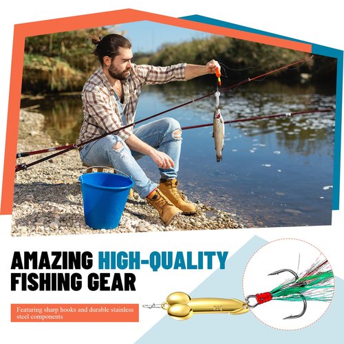Relaxgiant 4 Pcs Funny Fishing Lures Bass Fishing Lures for Freshwater Saltwater Top Water Fish Gear Gag Gift for Fish Lovers(Gold and Silver,15g,21g)