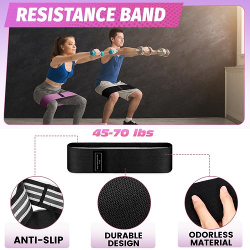 Turakun Gym Barbell Pad Set: Hip Thrusts Pad for Squats Ankle Strap for Cable Machine Hip Resistance Band Weight Lifting Strap and Carry Bag Gym Equipment Accessories, Pink