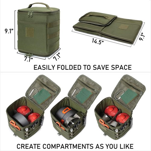 Lemubeane Tactical Camping Storage Bag 7L Utility Tote Bag Trunk Organizer (OD Green)