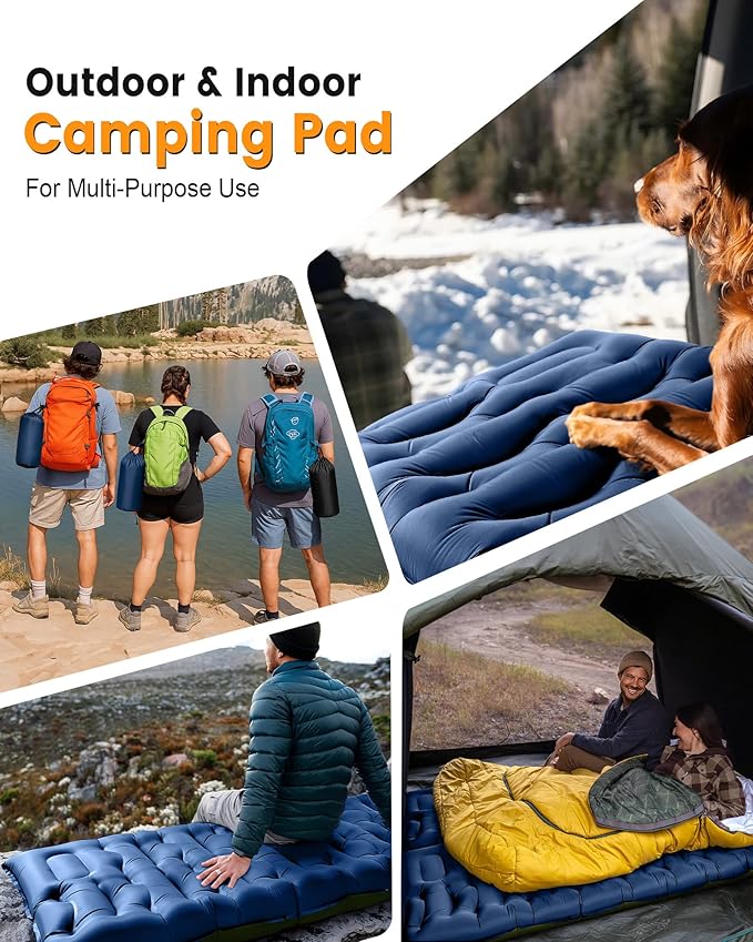 Camping Sleeping Pad,5.9 Inch Thick Camping Mat with Built in Pillow and Foot Pump,Self Inflating Sleeping Pad Ultralight for Camping Backpacking Tent（Green