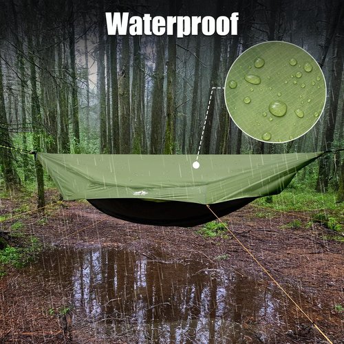 Night Cat Camping Hammock Tent: Lightweight Portable 4 in 1 Hammock with Rain Tarp and Mosquito Net for Hiking Jungle Outdoor Green