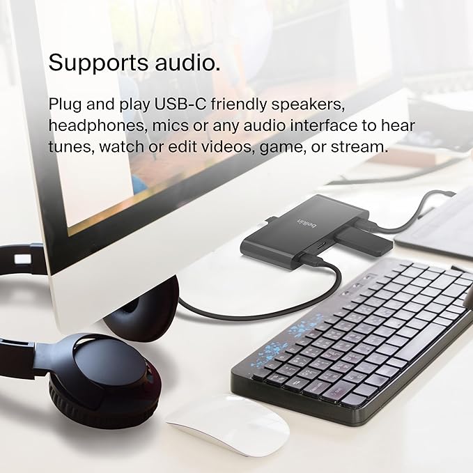 Belkin 4-Port USB-C 3.2 Gen 2 Hub with 100W Power Delivery and 10Gbps Data Transfer, High-Speed Multiport Adapter Splitter Compatible with MacBook Pro/Air, iPad Pro, iPhone 15, Chromebook, Surface, PC