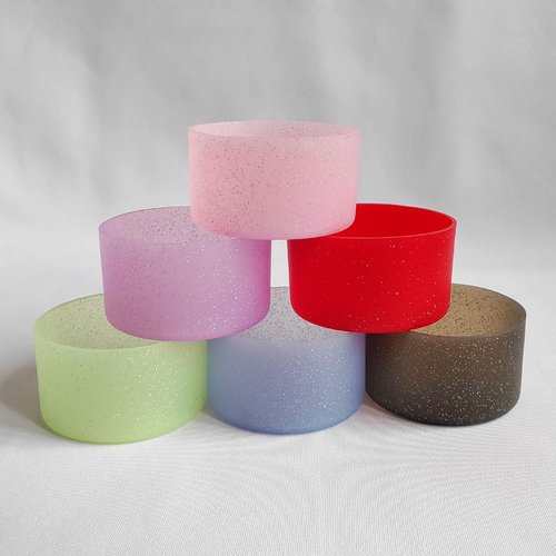 IOXXL 6Pcs Glitter Silicone Cup Boots for Water Bottle Fits Stanley/Owala/Hydro Flask/Simple Modern/Yeti, 2.8-3.1in Width Bottom Protector Cover Sleeve (6 Colors)