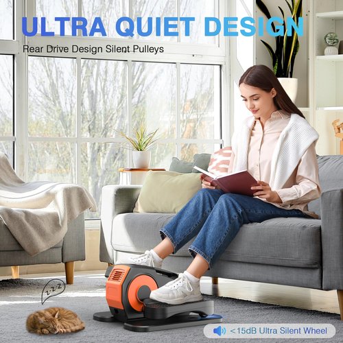 DUREXO Under Desk Elliptical, Elliptical Leg Exerciser for Seniors, Home Portable Elliptical with Remote Control and 12 Adjustable Speeds, Electric Seated Pedal Exerciser