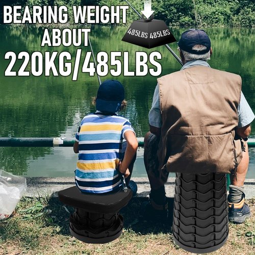 Socpuro Collapsible Stools Folding Chair, Upgrade Square Telescoping Stool, Portable Retractable Stool Foldable Stools for Camping Gardening Fishing Hiking BBQ (Black)