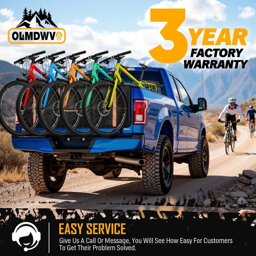 Tailgate Bike Pad for Mountain Bike, Tailgate Cover Made with 600D Material and PU Coating, Flip-up Flap, Tailgate Protector with Reflective Strips and Tool Pockets for Full-Size Trucks, 5 Bikes