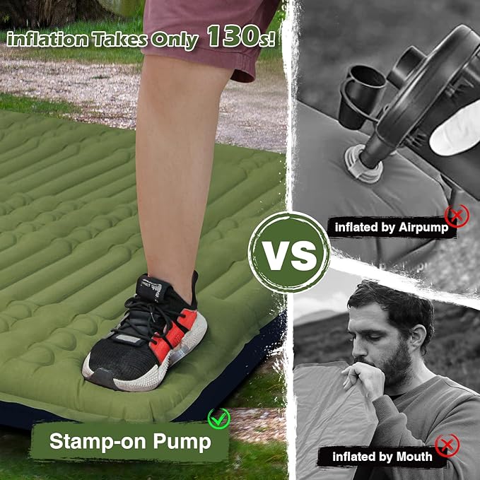 Megior Camping Sleeping Pad, Extra Thickness 4 Inch Inflatable Sleeping Mat Lightweight Waterproof Camping with Built-in Air Pump Air Mattress for Backpacking, Hiking, Tent, Traveling