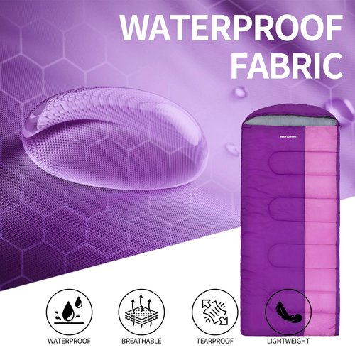 WKFAMOUT 0 Degree Sleeping Bags Waterproof with Fleece Liner XL for Adults Machine Washable Cold Weather Sleeping Bag with Compression Sack for 4 Season Camping