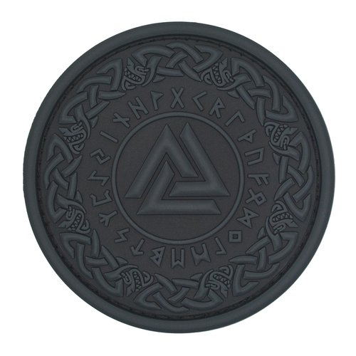 ATHIPATCHES Military Morale Patch - Black Viking Odin Valknut Symbol Celtic Art PVC Rubber Tactical Emblem with Hook and Loop Fastener Backing, PMP001