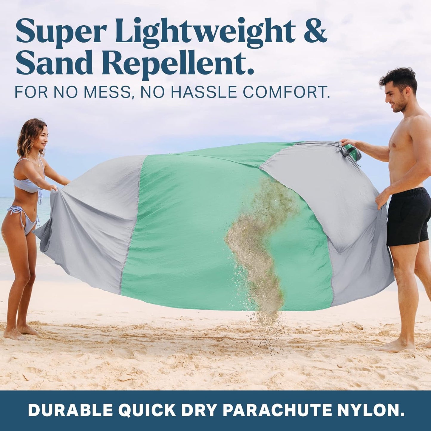 Seaview 180° Beach Blanket Waterproof Sandproof, Extra Large 6"x7" Sand Free Beach Mat for 1-6 Adults, Oversized Outdoor Blanket with 4 Sand Pockets, Portable Lightweight Packable - Picnic Mat