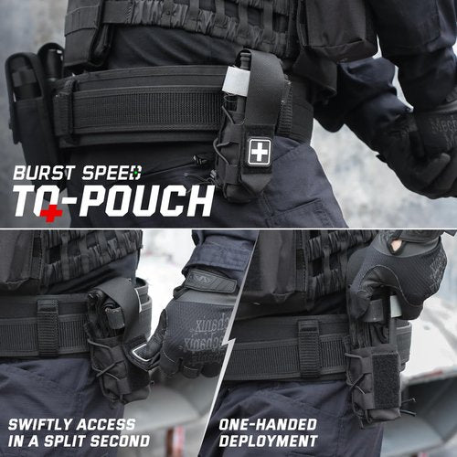 WYNEX MOLLE Tourniquet Holder, IFAK TQ Holder Tactical Medical TQ Pouch Holster First Aid Kit, Cross Patch/Bungee Cord