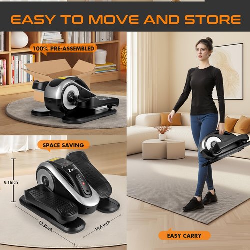 Zakle Under Desk Elliptical Machine for Seniors, Electric Ellipse Leg Exerciser w/Remote Control & 12 Speeds, Portable Seated Pedal Exerciser as Seen on Tv for Home Office