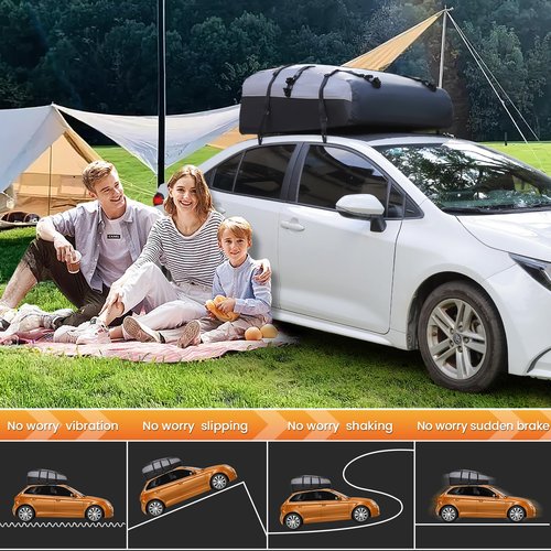 Sailnovo Rooftop Cargo Carrier Car Roof Bag 20 Cubic,Waterproof Cargo Roof Bag for Most Vehicles with/Without Roof Rack with Strap, Anti-Slip Mat,6 Door Hooks(Classic Gray-Black)