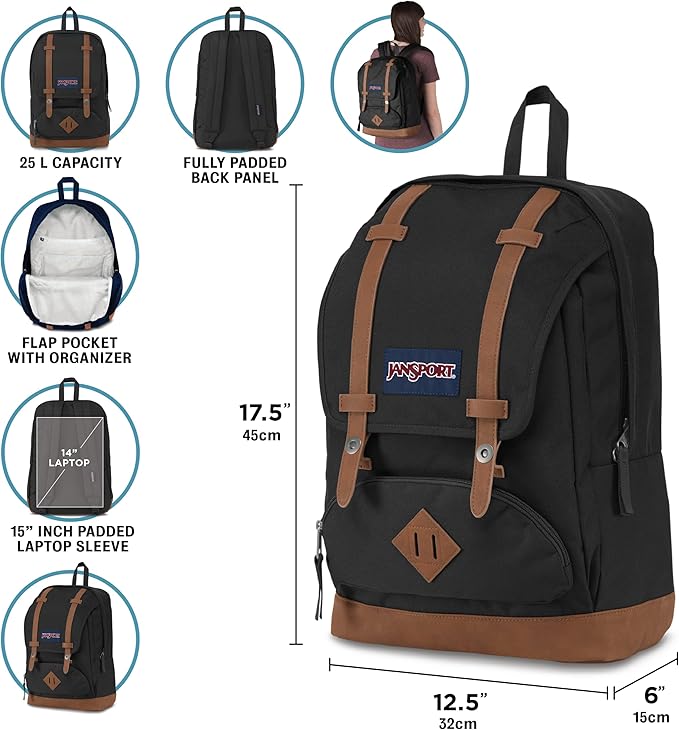 JanSport Cortlandt Laptop Backpack, Misty Rose, 15” Laptop Sleeve-Synthetic Leather Shoulder Computer Bag with Large Compartment, Padded Straps-Book Rucksack for Men, Women