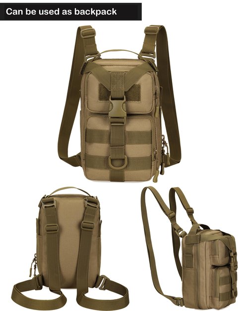 CREATOR 3 In 1 Small Military Tactical Backpack Army Assault Rucksack Crossbody Shoulder Bag for Men (Black Camo)