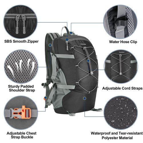 Sukeen Hiking Backpack Packable Lightweight 30L Backpack Wear Resistant Daypack for Outdoor Travel Camping Cycling