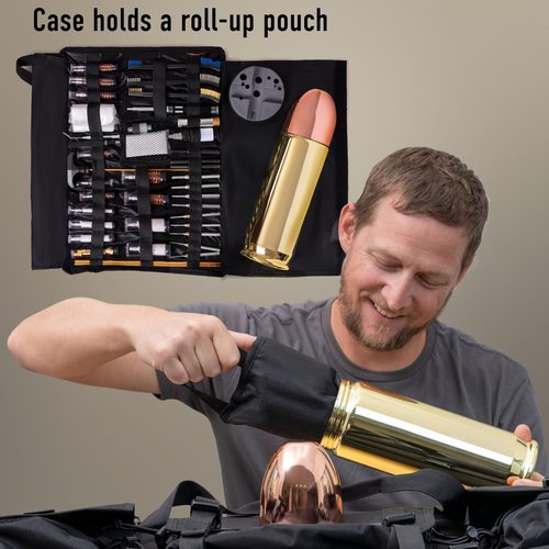 Wild Shot Deluxe Gun Cleaning/Gunsmithing Kit - Aluminum Bullet-Shaped Storage Case, Brass Rods, Wire Brushes, Mops, Adaptors, Slotted Patch Holders, Patches, Brush, Cleaning Pick, Empty Oil Bottle