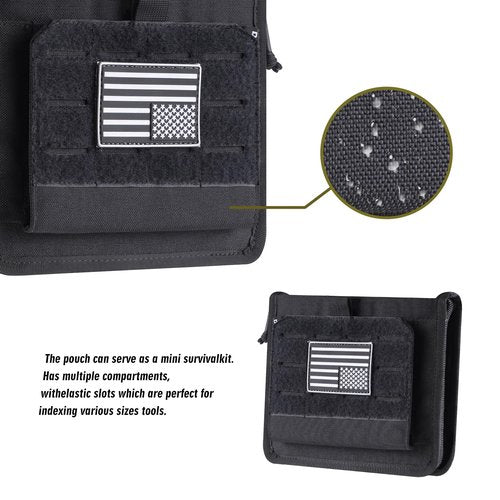 DCSZM Molle Admin Pouch,Tactical Tool Bag Nylon Water-Repellent Molle Pouches Include U.S Patch