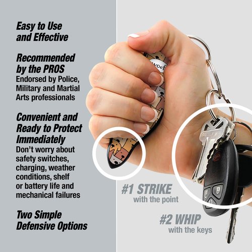 MUNIO Self Defense Keychain – Lightweight, Stylish & Portable Safety Tool for Women & Men – Non-Lethal Kubotan, Easy to Use, TSA Approved – Made in USA – Dogs Design