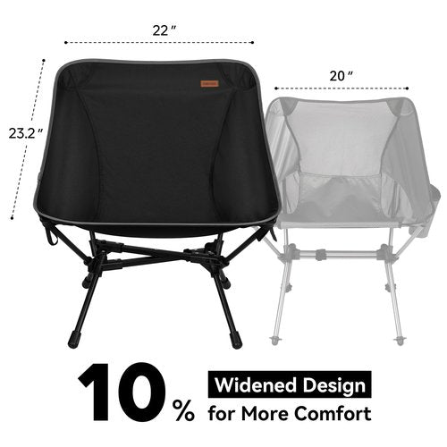 TOBTOS Ultralight Camping Chair, Portable Folding Backpacking Chair, Compact Camping Chair with Carry Bag for Outdoor Camp Hiking Backpack Beach Travel (Black)
