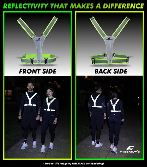 FREEMOVE LED Reflective Running Light-Up Vest, USB Rechargeable, Fully Adjustable, Highly Visible Running Reflective Safety Gear, for Night Running, Cycling, Biking, Walking for Men, Women and Kids