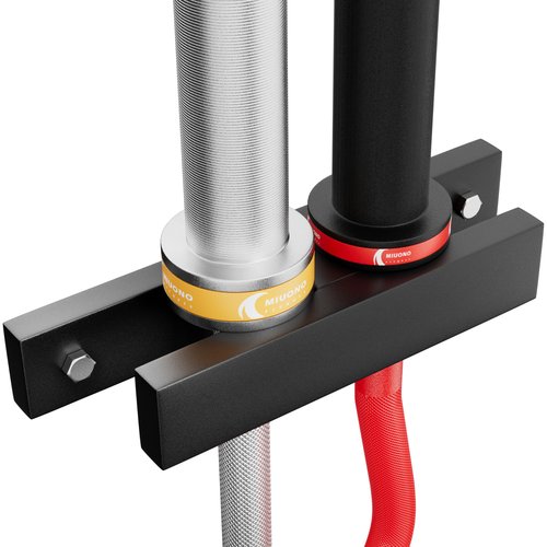 MIUONO Barbell Holder, Wall Mount Barbell Storage Hanger for Vertical Barbell Wall Rack, Garage Gym Olympic Bar Holder, Fits Under 40 mm Bar in Size, 1 Pack