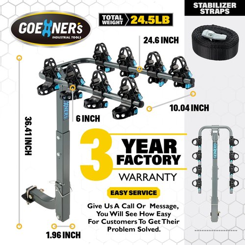 Upgrade 2.0 Hitch Bike Rack – Heavy-Duty Dual Locking, 240LBS Max Load | Hanging Bike Carrier for Car, SUV, Truck & RV with 2” Receiver, High-Strength Double Arms for Enhanced Stability