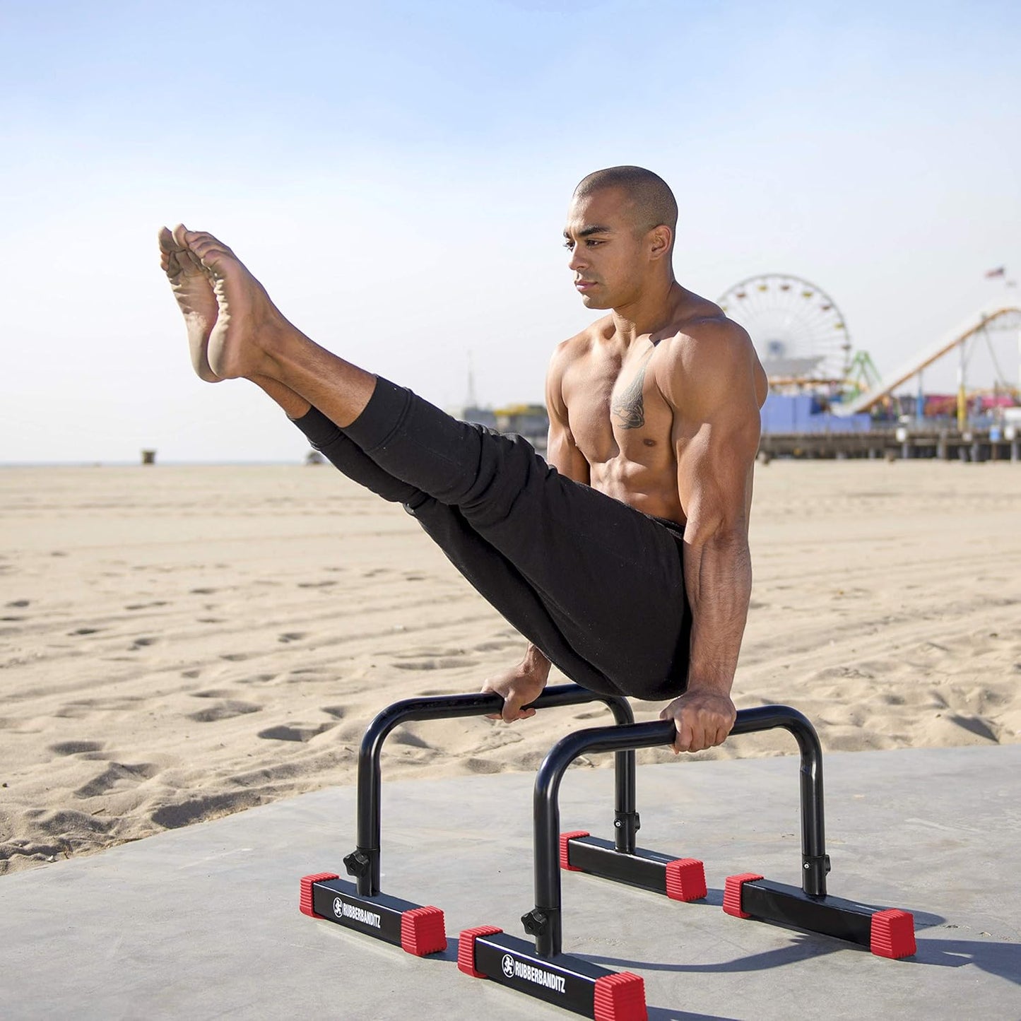 Rubberbanditz Parallette, Parallel Bars & Dip Station, Home Gym Essentials for L-Sit, Calisthenics, and Upper Body Workouts, Heavy Duty Ideal for Push Ups, Dips, Handstands & Gymnastics | Pack 1