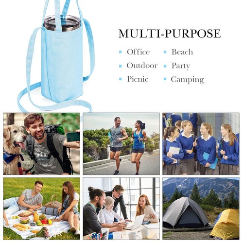 Linkidea Tumbler Carrier with Strap Compatible with YETI Rambler Tumbler 30oz, Iron °Flask Classic Tumbler 2.0 20oz/24oz/32oz, Waterbottle Sling Bag Holder Shoulder Strap, Light Blue