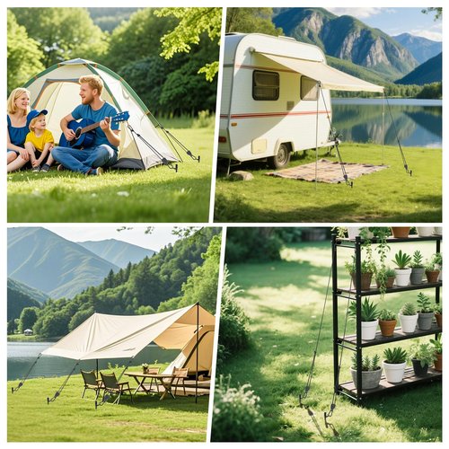 Tent Stakes Heavy Duty, 8 Pack 17.7" Ground Anchors Screw in, Trampoline Stake with 8 Adjustable RV Awning Tie Down Ratchet Straps for High Winds, Spiral Anchors Kit for Camping Swing Set Canopy Sheds