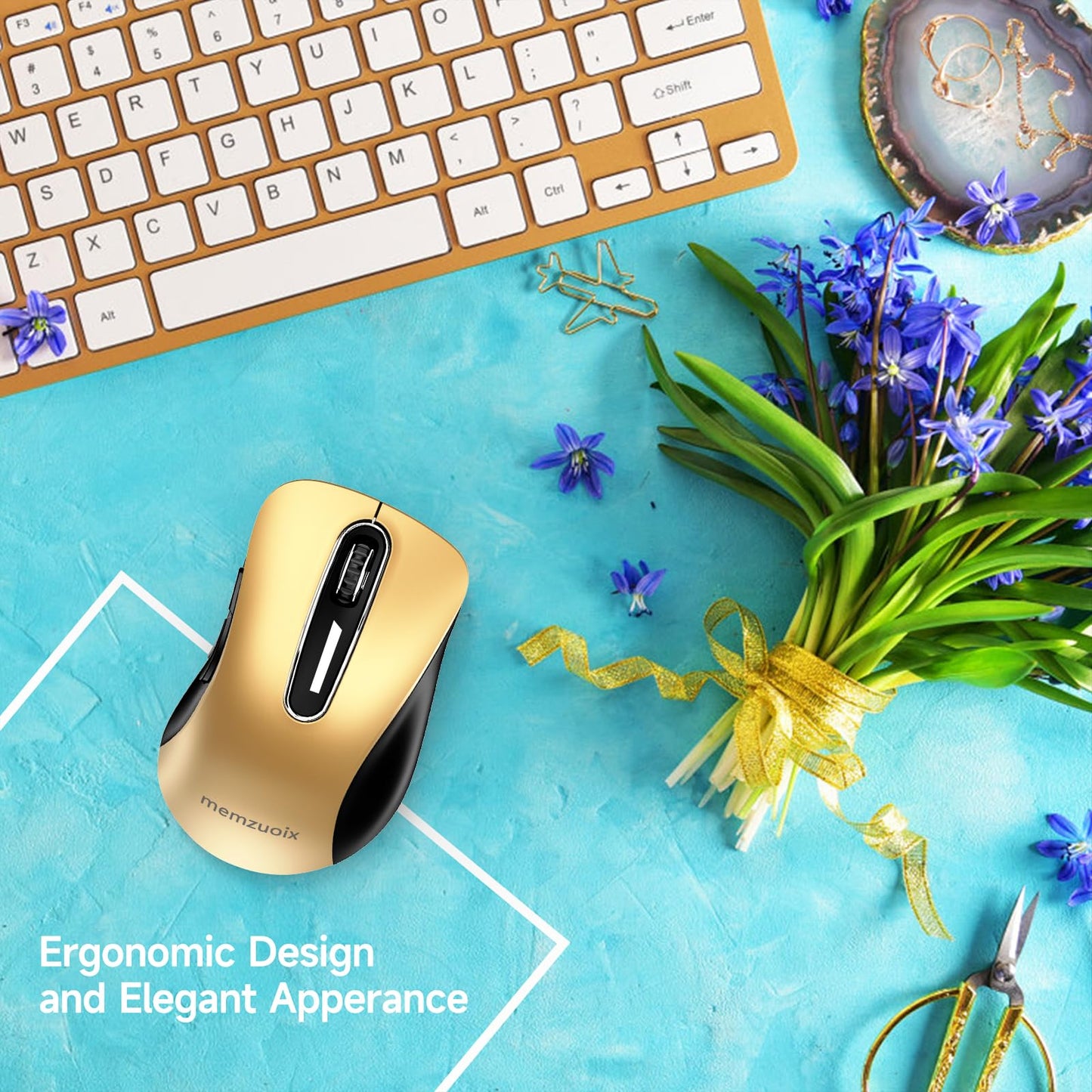 memzuoix 2.4G Wireless Mouse, 1400 DPI Mobile Optical Cordless Mouse with USB Receiver, Portable Computer Mice for Laptop, PC, Desktop, MacBook, 5 Buttons, Red