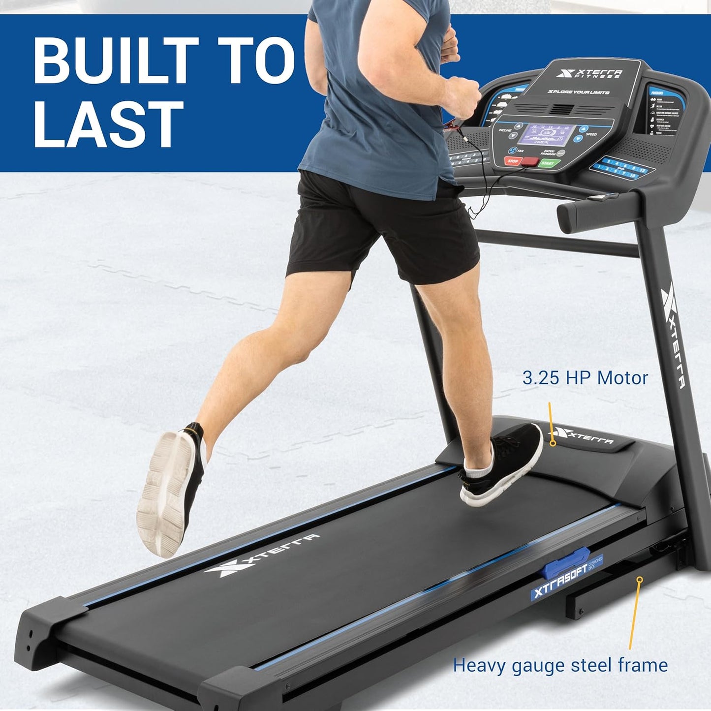 XTERRA Fitness Sport Series Premium Folding Smart Treadmill, Handlebar Speed and Incline Controls, Large XTRASoft Cushioned Running Deck, Built-in FTMS-Enabled Bluetooth with XTERRA+ Fitness App