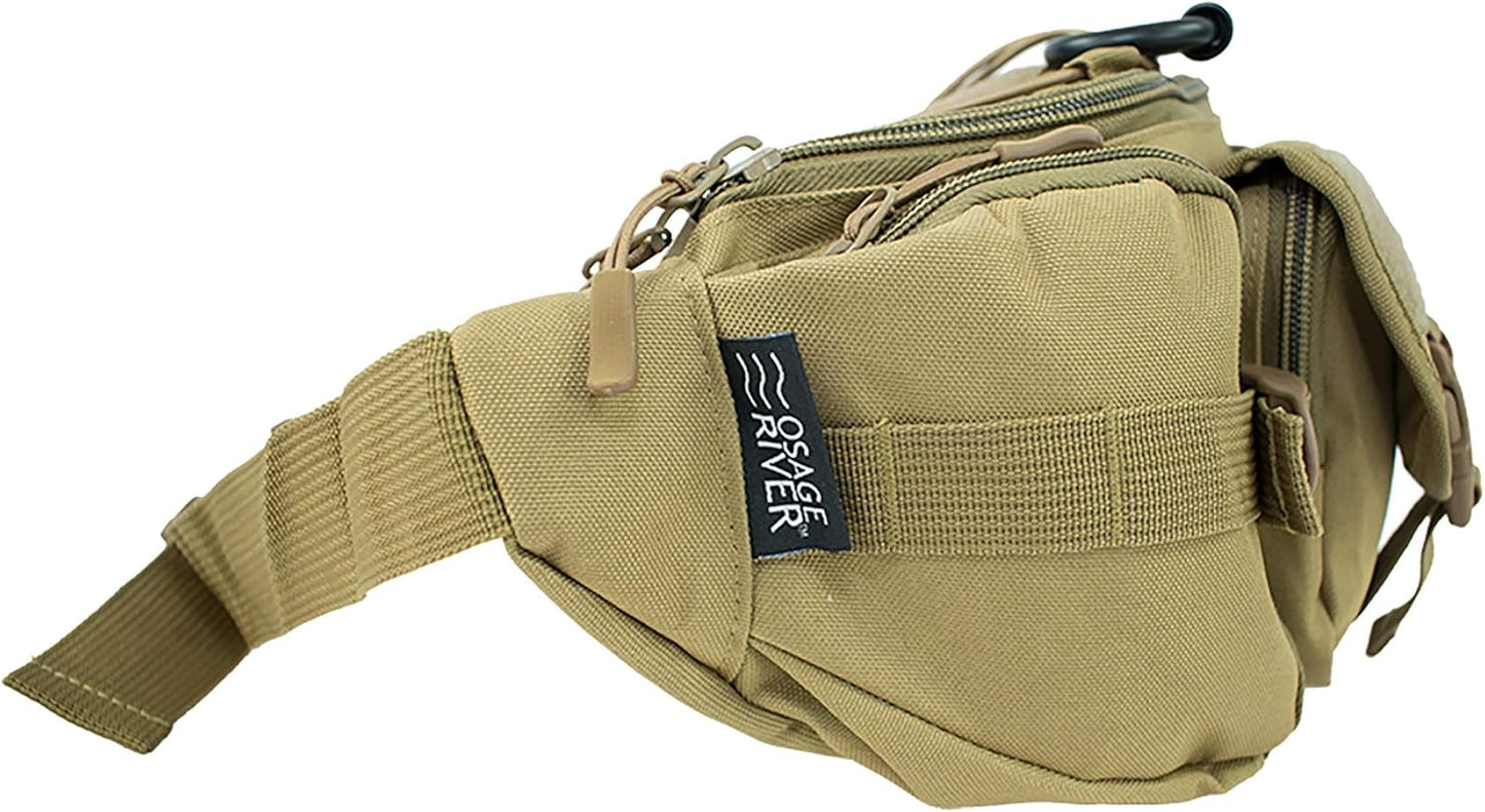 OSAGE RIVER Tactical Fanny Pack with 5 Compartments, 900D Waist Pack for Hiking, Fishing, Hunting, or Gym, Everyday Crossbody Belt Bag