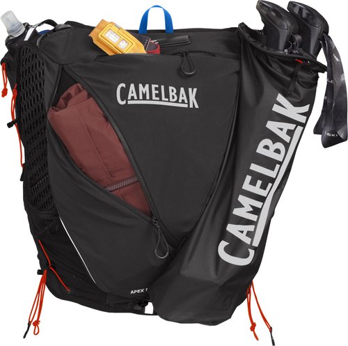 CamelBak Apex Pro Run Endrance Racing Vest with RECCO Technology - Soft Flask Hydration and Trekking Pole Quiver - Black, X-Small