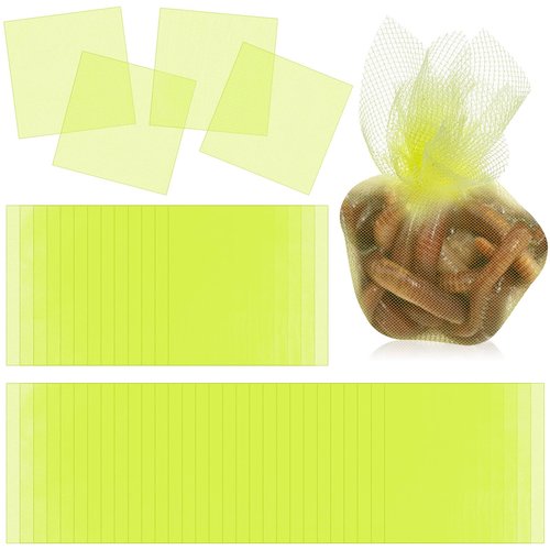 Woanger 100 Pcs Fishing Soft Spawn Net 3 x 3 Inch Catfish Bait Holder Netting Square Spawn Sack Mesh for Roe Bags Fishing Bait Accessories, Chartreuse