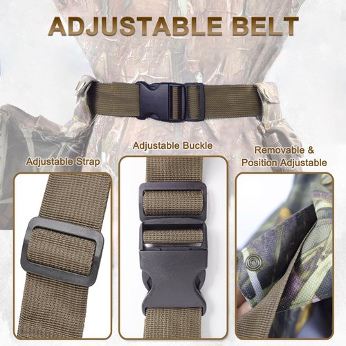 Dove Hunting Belt Bag, Adjustable Well-Fitting Shotgun Shell Bag, Comfortable Breathable Hunting Belt with Game Pouch Shell Bags Water Bottle Carrier, Shooting Gear Accessories for Dove Bird Hunting