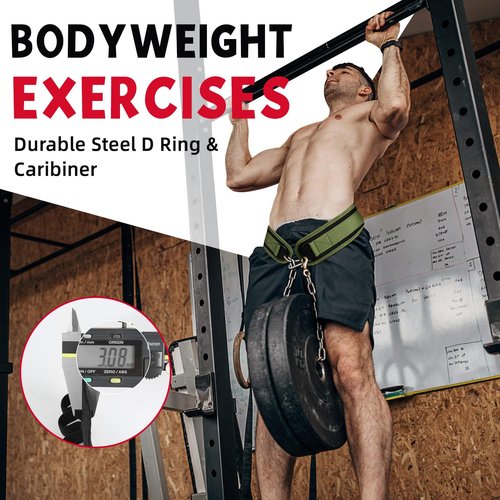 Jaffick Dip Belt of Premium Nylon Support, Gym Lifting Workout Belt for Men Women Powerlifting Weightlifting Pull Ups, Dips - 39" Heavy Duty Steel Chain and 41" Rope for Added Weight Training
