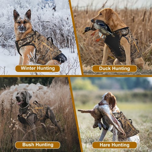 Hunthor Dog Hunting Vest, 5mm Neoprene Camo Dog Vest for Waterfowl, Duck, Dove, and Bush Hunting, Insulated, Fast-Dry, and Tear-Resistant for Outdoor Activities