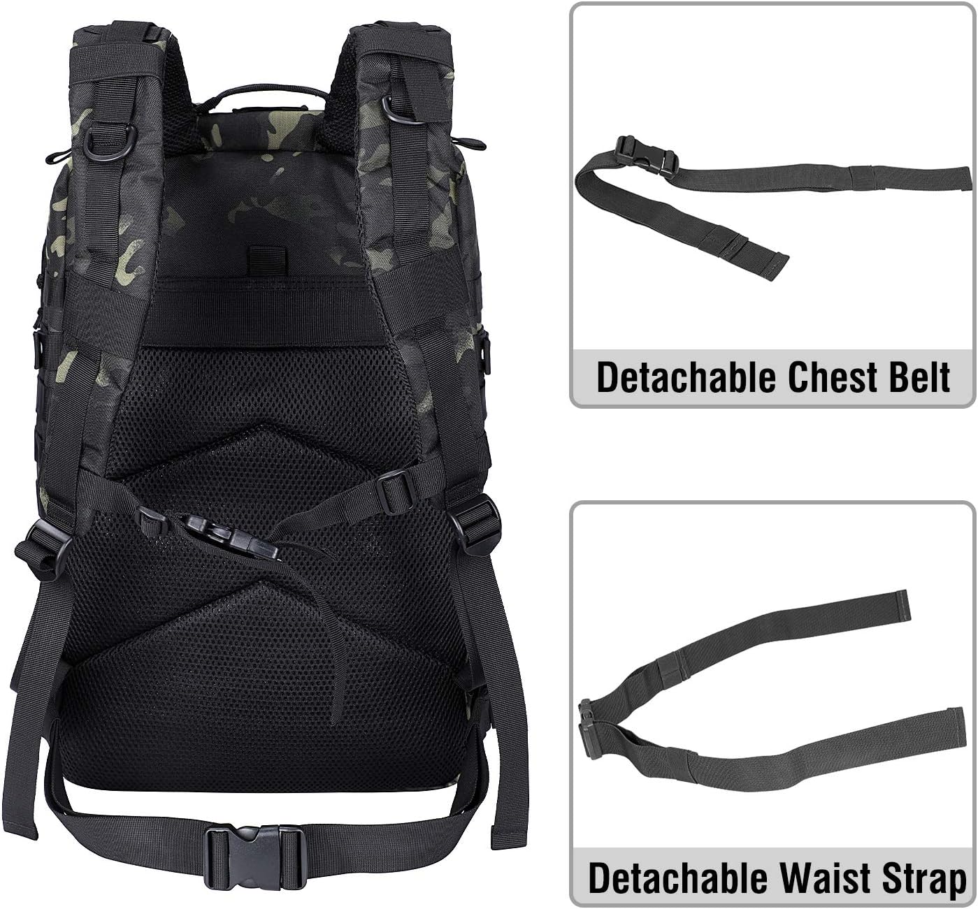 Prospo Military Tactical Backpack Large Fishing Tackle Backpack 3 Day Assault Survival Pack Molle Bag for Men