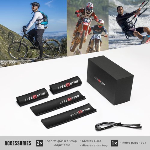 SPEEDHYUN Polarized Sports Sunglasses for Men, Mens Sun glasses UV Protection for Cycling Fishing Driving Running 2pack
