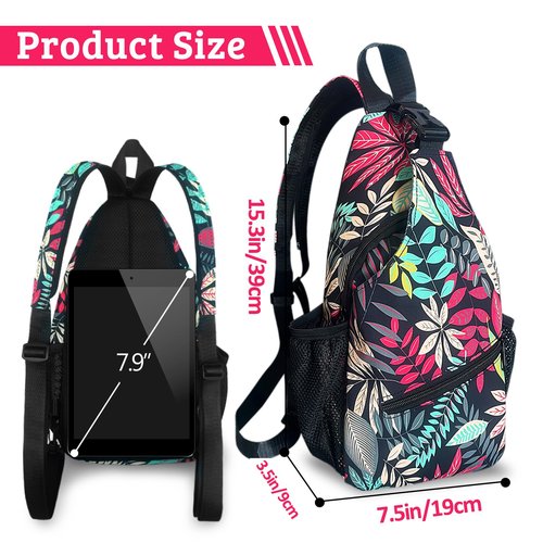 LAIPUTER Red Leaves Sling Bag For Women Men Crossbody Chest Bag Trendy Shoulder Bags Backpack Two-Purpose Bag Casual Daypacks Belt Bag For Travel Hiking
