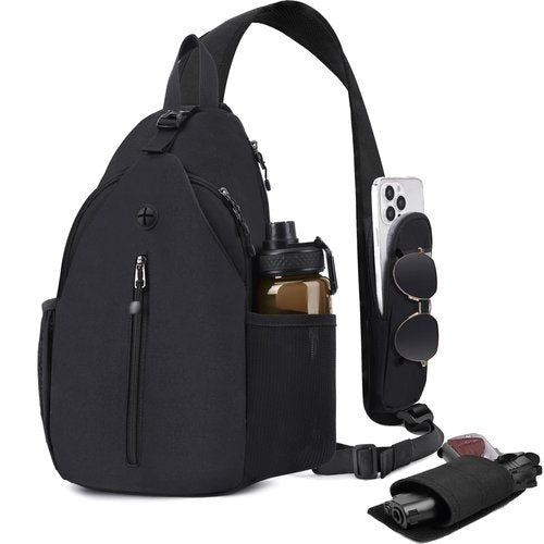 DEYACE Concealed Carry Bag for Men, YKK Zippers Crossbody Sling Backpack edc Bag with Gun Holsters, Travel Hiking Chest Pack Daypack