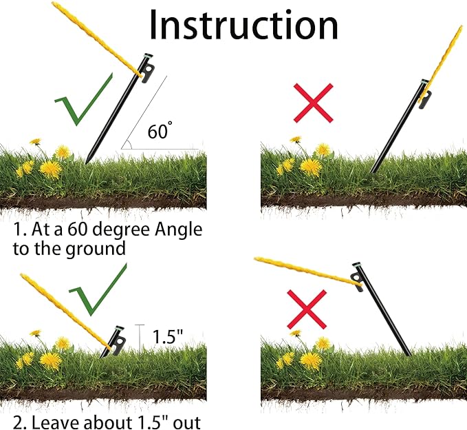 8 Pack Tent Stakes with Hammer, 16in Heavy Duty Tent Stakes + 12in Tent Stakes Hammer+Storage Pouch, Forged Steel Tent Stakes for Camping Used on Rocks(8Pcs 16in Tent Stakes and Hammer)