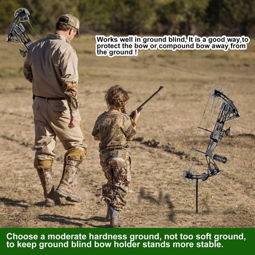 2 Pack Ground Blind Bow Holder with Rubber Coated, Rustproof Hunting Compound Bow Holder Stable Archery Bow Stand Versatile Ground Stake Bow Holder Archery Accessories for Hunting Target Practice