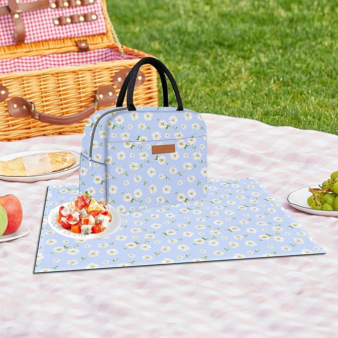 Cute Lunch Bag Women with Placemats, Insulated Lunch Box for Women, Placemats Keep Clean and Hygienic Durable Leakproof Thermal Bag High Capacity for Travel Picnic Insulated Lunch Bag