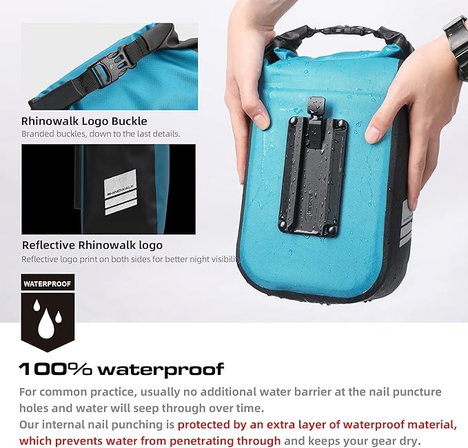 Rhinowalk Bike front fork Waterproof Bag Bike Pannier Bag Saddle Bag Fork Bag Rack Bicycle Bag Shoulder Bag for E-Scooter Mountain Bike Accessories [Blue 4L]