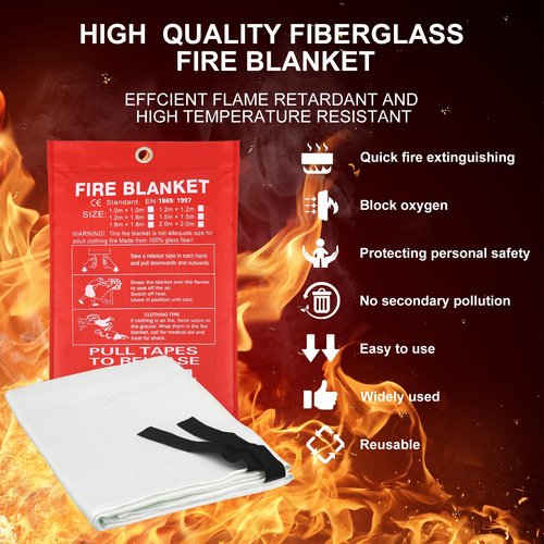 Vnmkp Home Emergency Fire Blankets 40“ x 40” Fiberglass Fire Blankets Essential Emergency Fire Blankets for Home and Kitchen 2 Packs